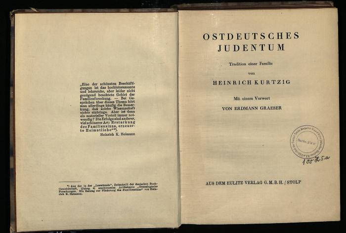 FA II 950 : Ostdeutsches Judentum: Tradition einer Familie (1927)