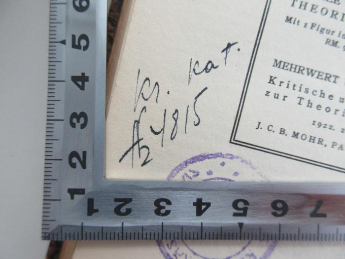 - (Biblioteka Latvijas Republikas Saeima;Lettland Parlament), Von Hand: Nummer; 'Kr. Kat. H2 4815'. 