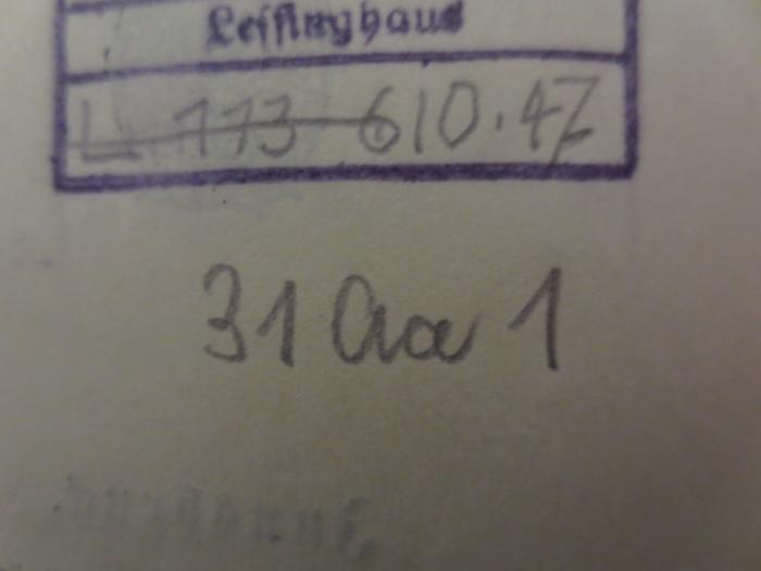 - (Deutsche Gesellschaft für Ethische Kultur), Von Hand: Signatur; '31 Aa 1'. 