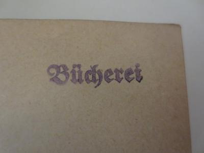 - (Deutsches Reich. Reichsministerium des Innern), Stempel: Berufsangabe/Titel/Branche; 'Bücherei'.  (Prototyp)