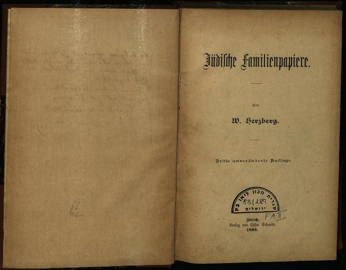 FA II 83/189 : Jüdische Familienpapiere (1893)