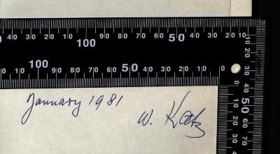 - (Katz, William (Willy);Leo Baeck Institute Jerusalem), Von Hand: Datum, Autor; 'January 1981

W. Katz'. 