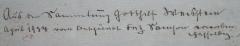 - (Weisstein, Gotthilf;Hasselberg, [?];Fritz Samson (Berlin)), Von Hand: Besitzwechsel, Datum, Name, Berufsangabe/Titel/Branche; 'Aus der Sammlung Gotthilf Weißstein
April 1934 vom Antiquariat Fritz Samson erworben.
Hasselberg'. 