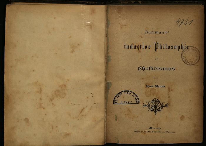 CH 7657 : Hartmann's inductive Philosophie im Chassidismus (1888)