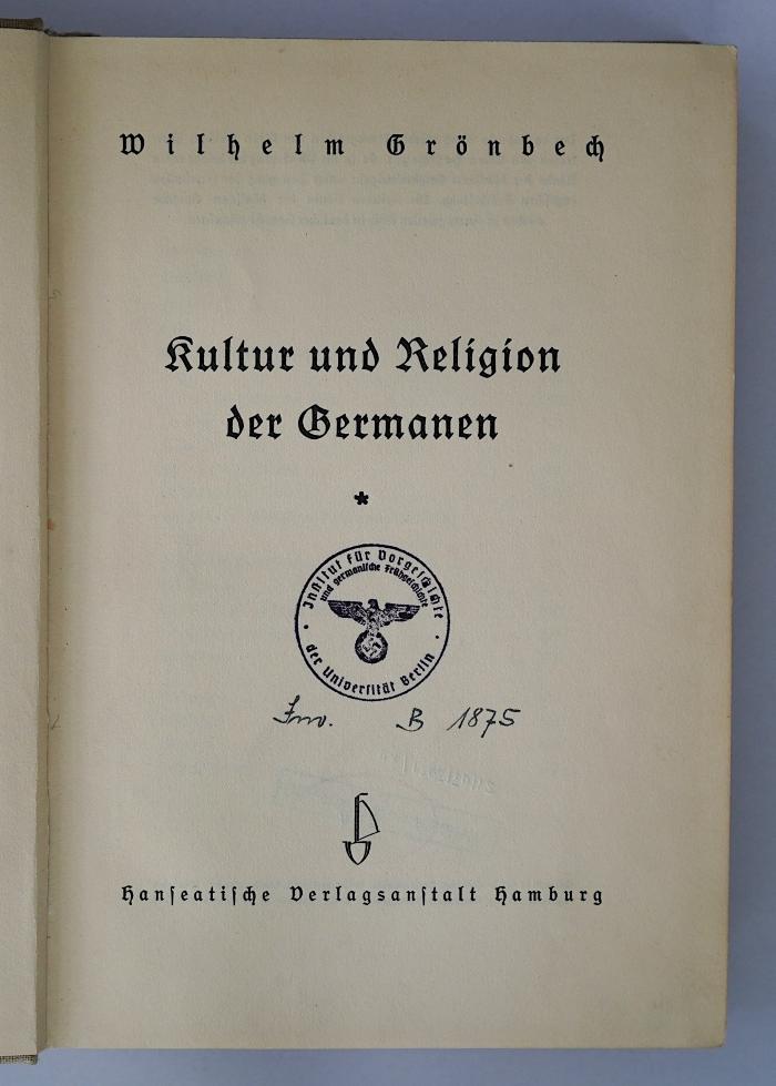 (ausgesondert) : Kultur und Religion der Germanen (1937)