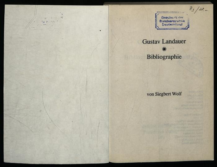 BIB 01/297 : Gustav Landauer - Bibliographie (1992)