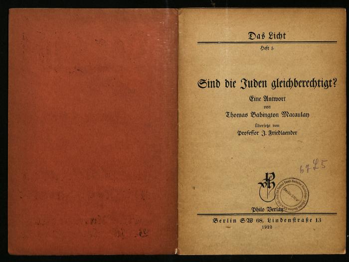 ENG II 620 : Sind die Juden gleichberechtigt? (1922)