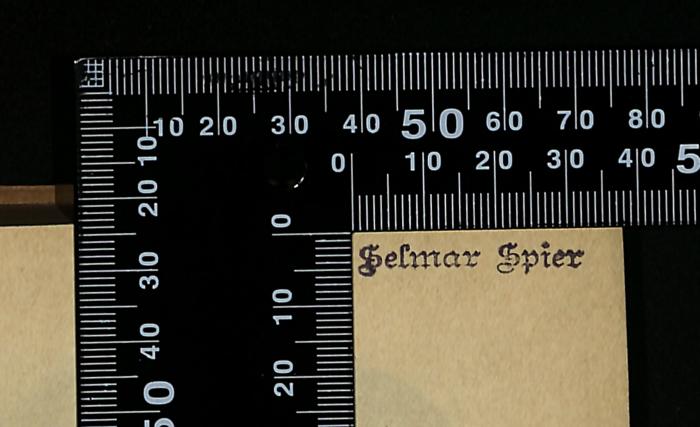 - (Spier, Selmar), Stempel: Name; 'Selmar Spier'.  (Prototyp)