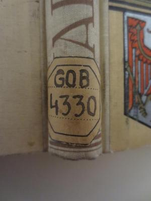 - (Stadtbibliothek Halle), Etikett: Signatur; 'GOB 4330'. 