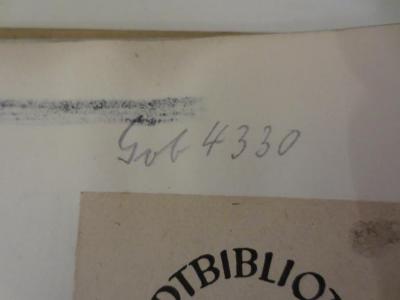 - (Stadtbibliothek Halle), Von Hand: Signatur; 'Gob 4330'. 