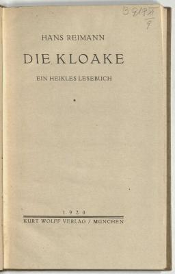 Z-4461 : Die Kloake : ein heikles Lesebuch (1920)