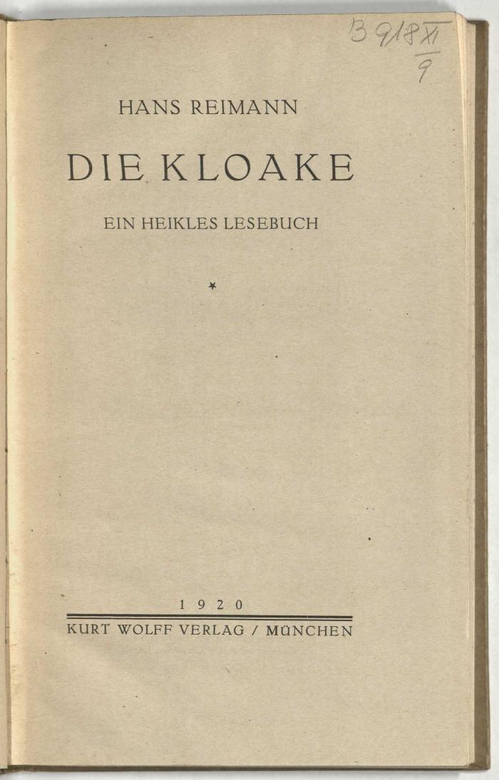 Z-4461 : Die Kloake : ein heikles Lesebuch (1920)