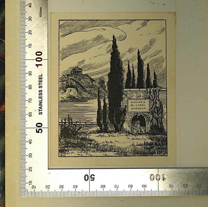 Zs 1095k (ausgesondert) : Neue Jahrbücher für das klassische Altertum, Geschichte und deutsche Literatur und für Pädagogik. 27. und 28. Band (1911);- (Wünsch, Richard), Etikett: Exlibris; 'Exlibris Ricardi Wvensch'. 