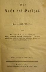 V 963 f: Das Recht des Besitzers : Eine critische Abhandlung (1837)