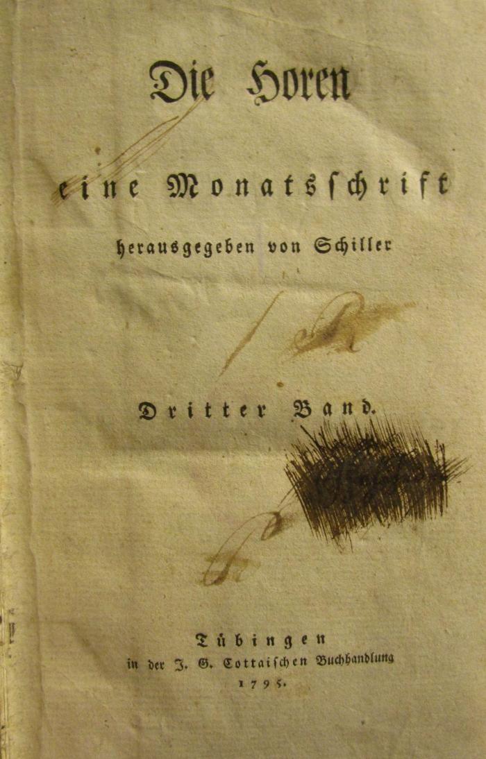 XIV 16994 3: Die Horen : Eine Monatsschrift. Dritter Band (1795)