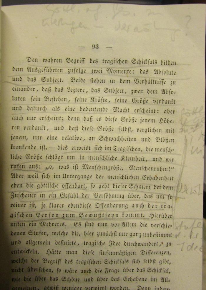 VIII 2257 2.Ex.: Über das Erhabene und Komische, ein Beitrag zu der Philosophie des Schönen (1837);- (unbekannt), Von Hand: Annotation. 