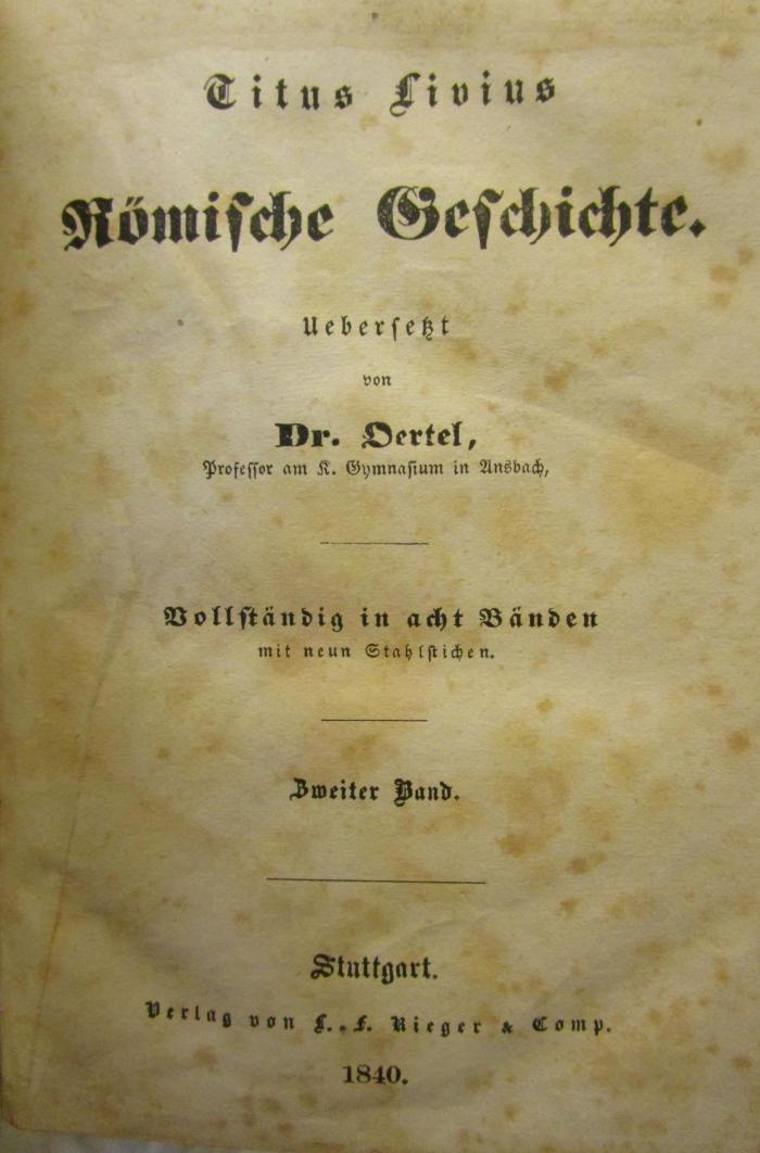 III 72250 2 2.Ex.: Römische Geschichte. Zweiter Band (1840)