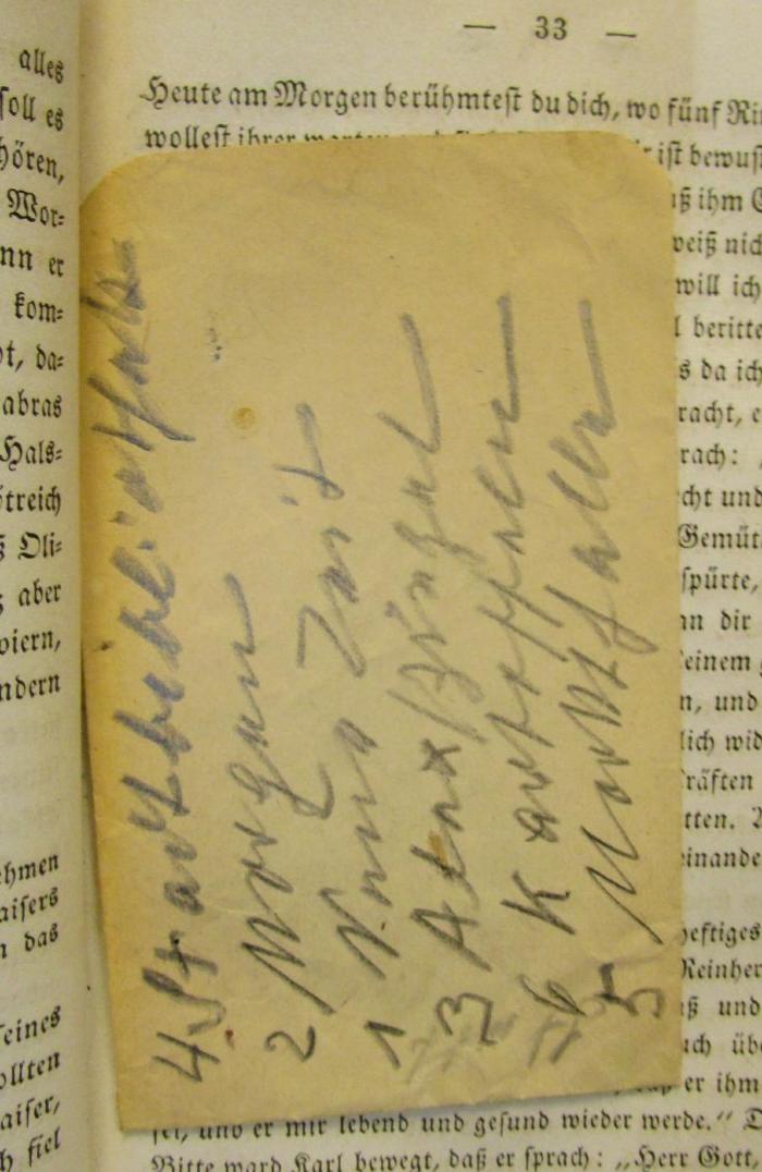III 3548 7 2.Ex.: Die deutschen Volksbücher. Siebenter Band (1850);- (unbekannt), Papier: Nummer, Notiz; '4 Stadtbibliothek
2 Morgen
1 Neue Zeit
3 Alex Bürgel
6 Kart[...]
6 Markthalle

20
27
13,50
/
60,50'. 