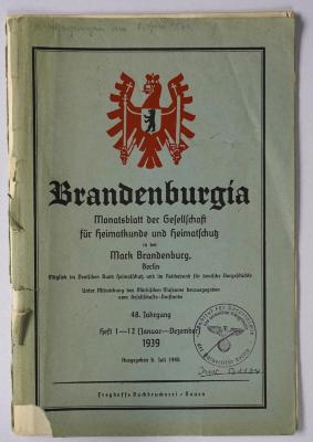 (ausgesondert) : Brandenburgia. Monatsblatt der Gesellschaft für Heimatkunde und Heimatschutz in der Mark Brandenburg. (1940)