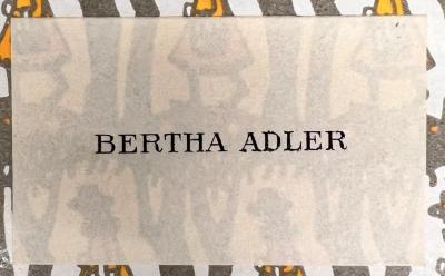 - (Bertha Adler), Etikett: Exlibris; 'Bertha Adler'. 