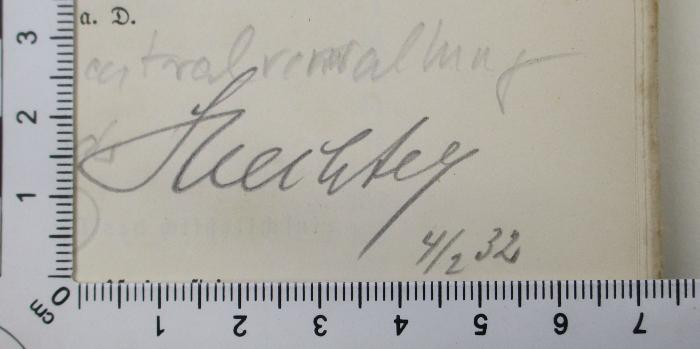 -, Von Hand: Autogramm, Datum; 'Huchtey 4/2 32' (Prototyp)