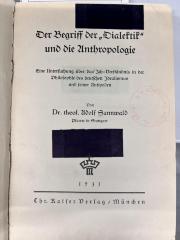 00/11145 : Der Begriff der 'Dialektik' und die Anthropologie (1931)