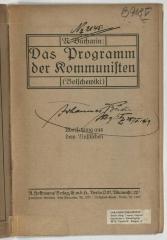 Z-4926 : Das Programm der Kommunisten (Bolschewiki) (1919)