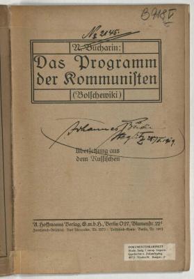 Z-4926 : Das Programm der Kommunisten (Bolschewiki) (1919)