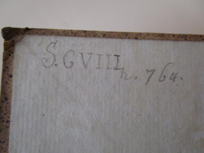 -, Von Hand: Nummer, Inventar-/ Zugangsnummer, Exemplarnummer; 'S.GVIII Nr. 764'