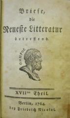 III 2331 17-18 3.Ex.: Briefe, die Neueste Litteratur betreffend. XVIIter - XVIIIter Theil (1764)