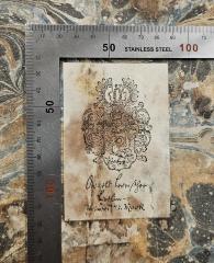- (Breithor, Arnold), Etikett: Exlibris, Wappen, Name, Ortsangabe; 'Arnold Breithor
Berlin -
Prieros i.d. Mark'. 
