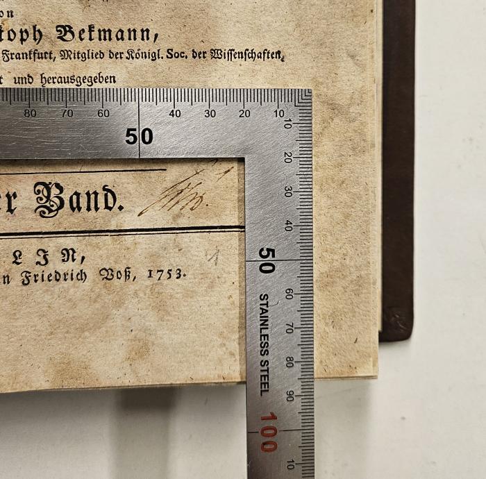 Rara M 514 : Historische Beschreibung der Chur und Mark Brandenburg. 2 (1753);-, Von Hand: Autogramm; '[...]'
