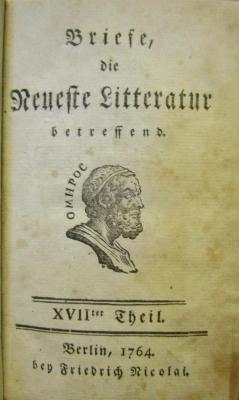 III 2331 17-18 3.Ex.: Briefe, die Neueste Litteratur betreffend. XVIIter - XVIIIter Theil (1764)