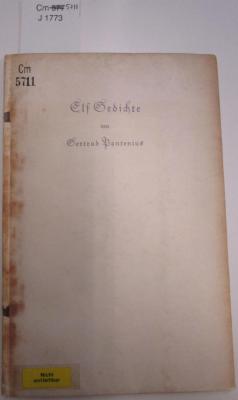 Cm 5711: Elf Gedichte ([1928])
