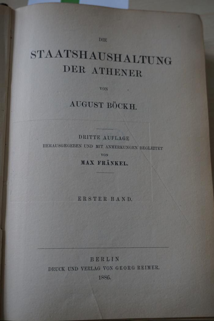1936 A 282-1 : Die Staatshaushaltung der Athener Bd. 1 (1886)