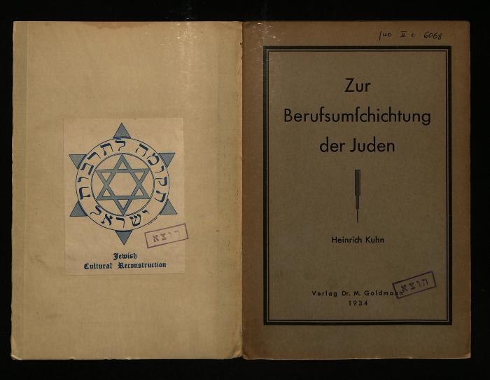 JUD II C 6068 : Zur Berufsumschichtung der Juden (1934)