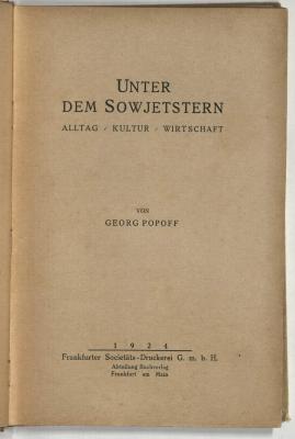 Z-4927 : Unter dem Sowjetstern : Alltag, Kultur, Wirtschaft (1924)