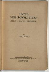 Z-4927 : Unter dem Sowjetstern : Alltag, Kultur, Wirtschaft (1924)