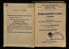 JUD II E3 1781 : Rechtsverhältnisse der Juden in Preußen. (1910)