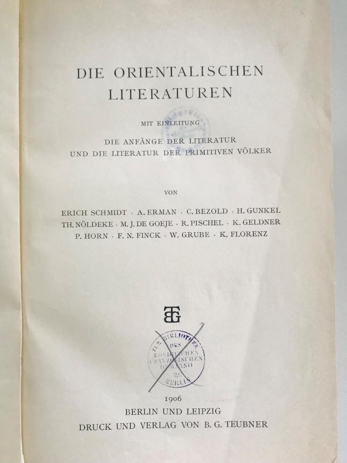 2 ZE 36 : Die orientalischen Literaturen  (1906)