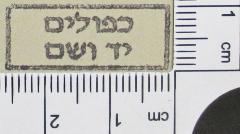 - (Yad Vashem יָד וָשֵׁם), Stempel: Besitzwechsel: Doublette; 'כפולים יד-ושם'.  (Prototyp)