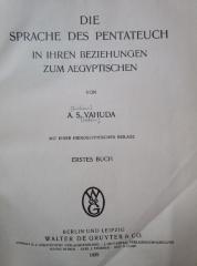 Sb 71 1: Die Sprache des Pentateuch in ihren Beziehungen zum Ägyptischen. Erstes Buch (1929)
