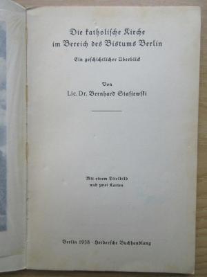 G 6602/5 (ausgesondert) : Die katholische Kirche im Bereich des Bistums Berlin (1938)