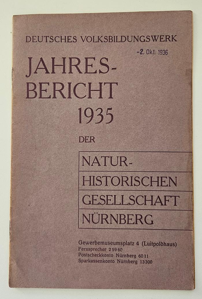  Jahresbericht 1935 der Naturhistorischen Gesellschaft Nürnberg (1935/1936)