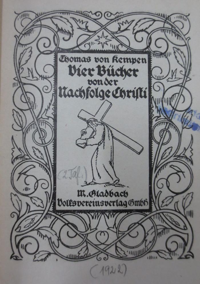 Uh 655: Vier Bücher von der Nachfolge Christi (1922)