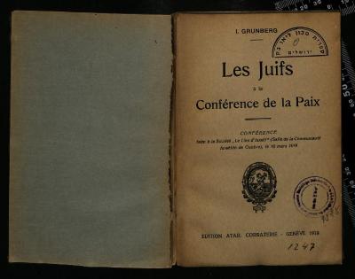 JUD III J 1653 : Les Juifs a la Conference de la Paix. (1919)