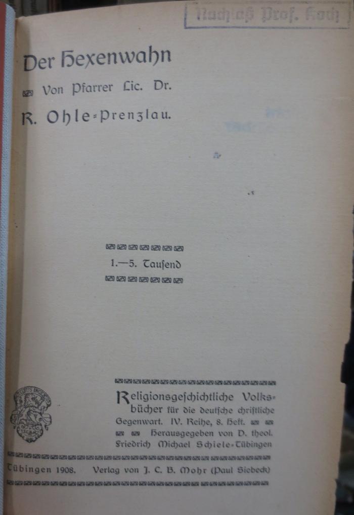 Uk 767: Der Hexenwahn (1908)