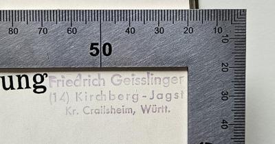 BC 6030 B284(2) : Einleitung in das Neue Testament (1911);- (Geisslinger, Friedrich ), Stempel: Name, Ortsangabe; 'Friedrich Geisslinger (14) Kichberg-Jagst, Kr. Crailsheim, Württ.'. 