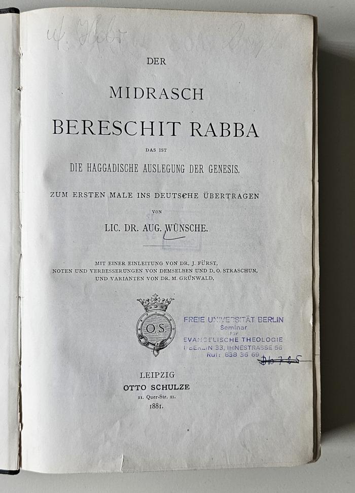 BD 3603 W959+2 : Midrash bereshit rabah (1881)