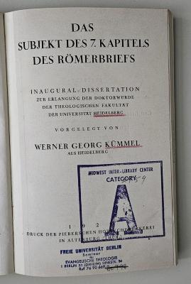 BC 7290 K95 : Das Subjekt des 7. Kapitels des Römerbriefes (1929)